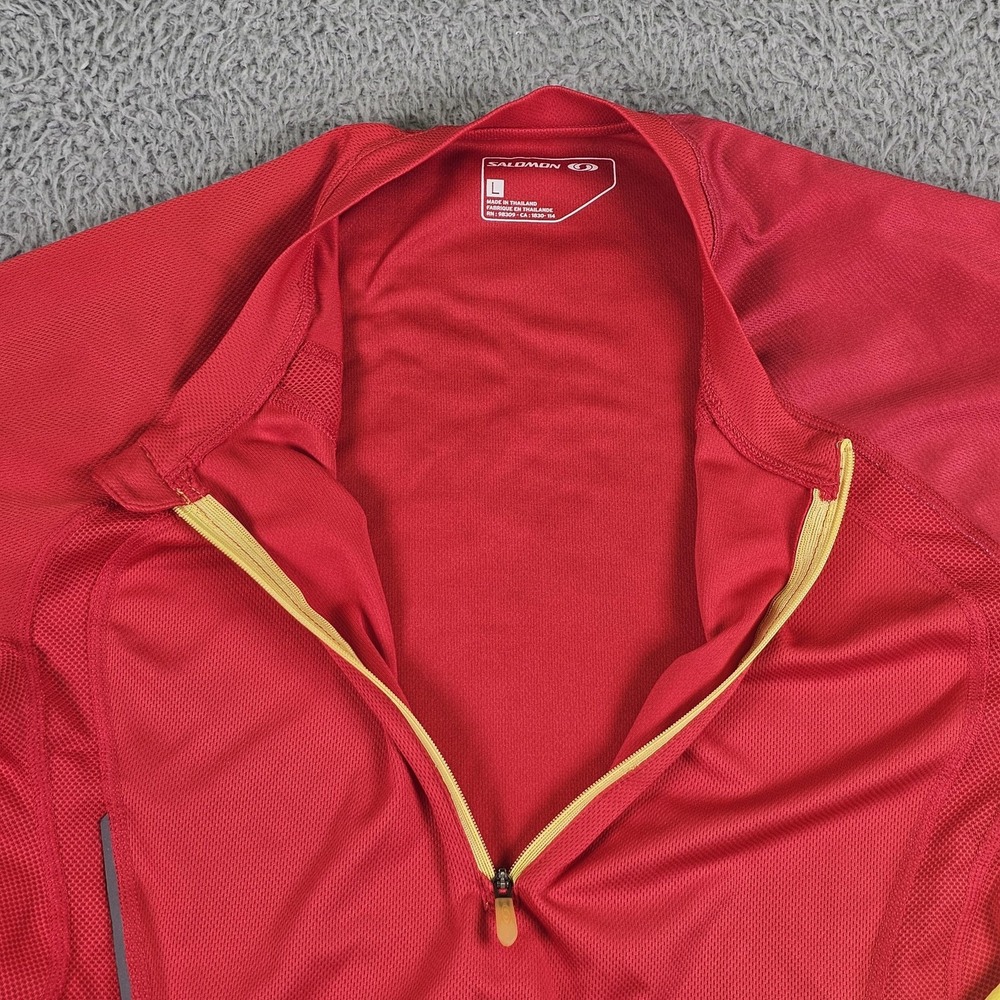 Salomon Pullover Mens Large‎ Red ACTI LITE 1/4 Zip Running Long Sleeve Top - Picture 7 of 13